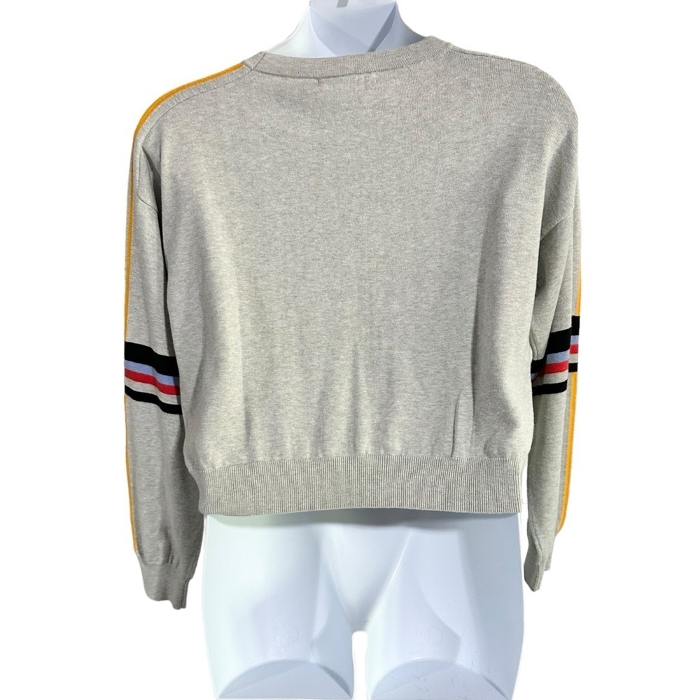 One Grey Day Gray Striped Long Sleeve Crewneck Pullover Sweatshirt Size L NWT - Picture 4 of 10